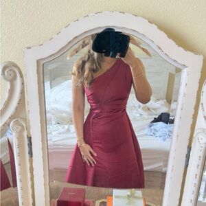 Elegant Maroon One-Shoulder Dress